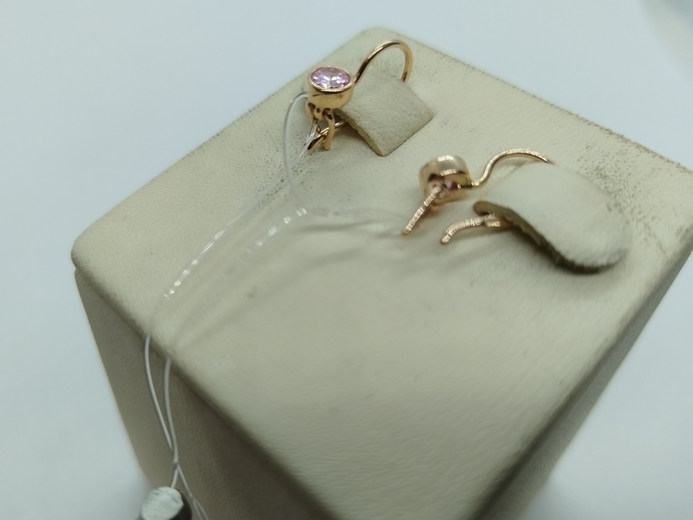 СЕРЬГИ ПЕТЕЛЬКА с камнем (Au 585) СЕРЬГИ ПЕТЕЛЬКА с камнем (Au 585)