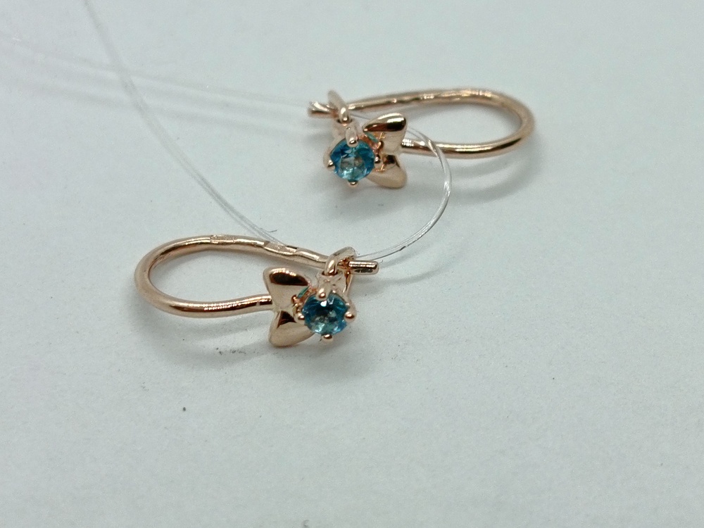 СЕРЬГИ ПЕТЕЛЬКА с камнем (Au 585)