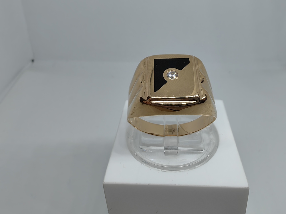 4187эс10 КОЛЬЦО ПЕЧАТКА Эмаль с камнем (Au 585)