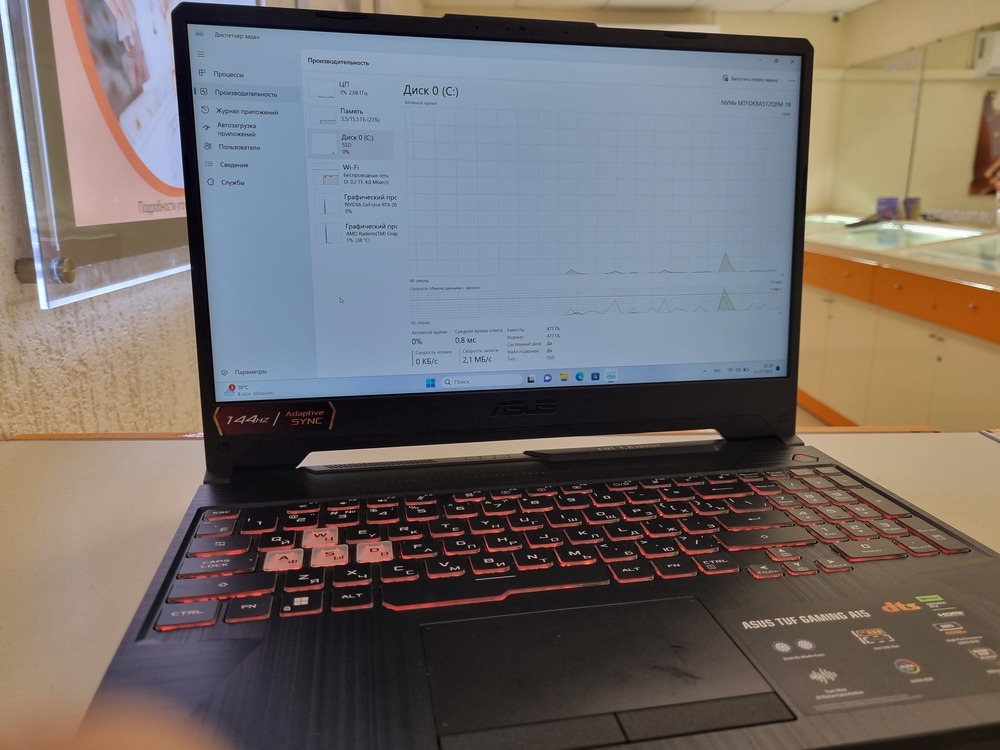 Ноутбук ASUS TUF GAMING A15; Ryzen 5 7535HS, GeForce RTX 2050, 16 Гб, 512 GB, Нет