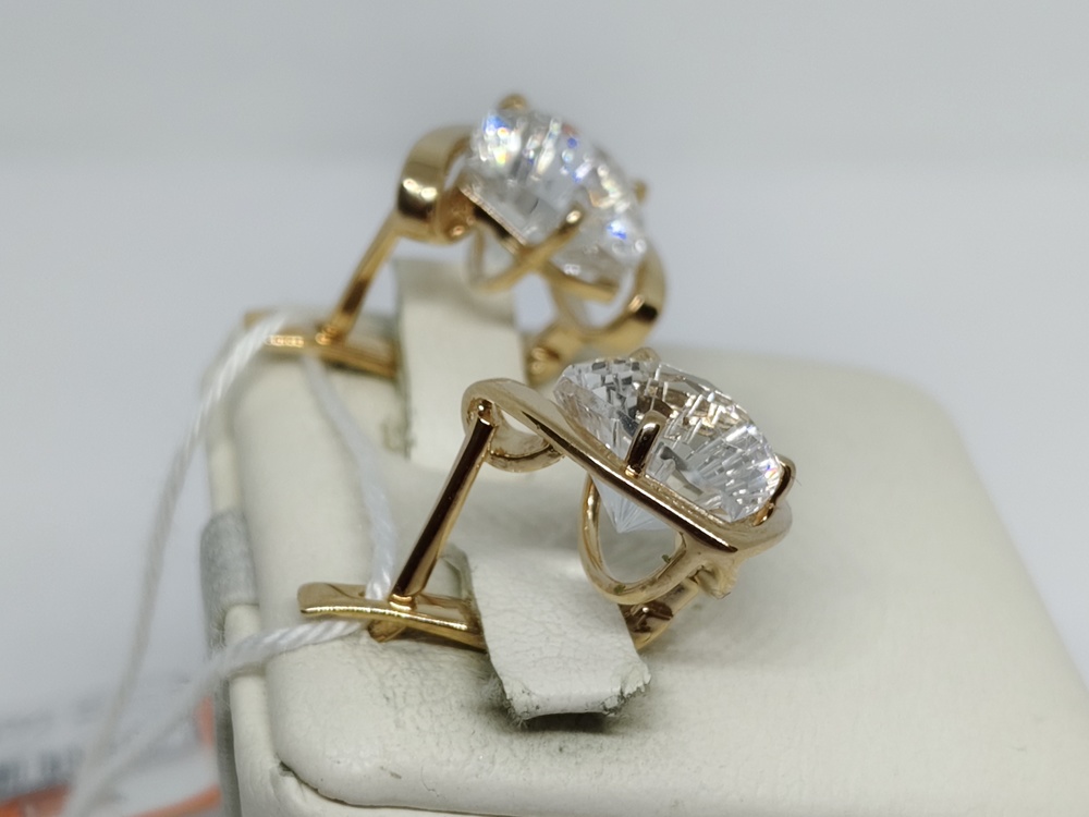 СКМ585 СЕРЬГИ С КАМНЕМ (Au 585)