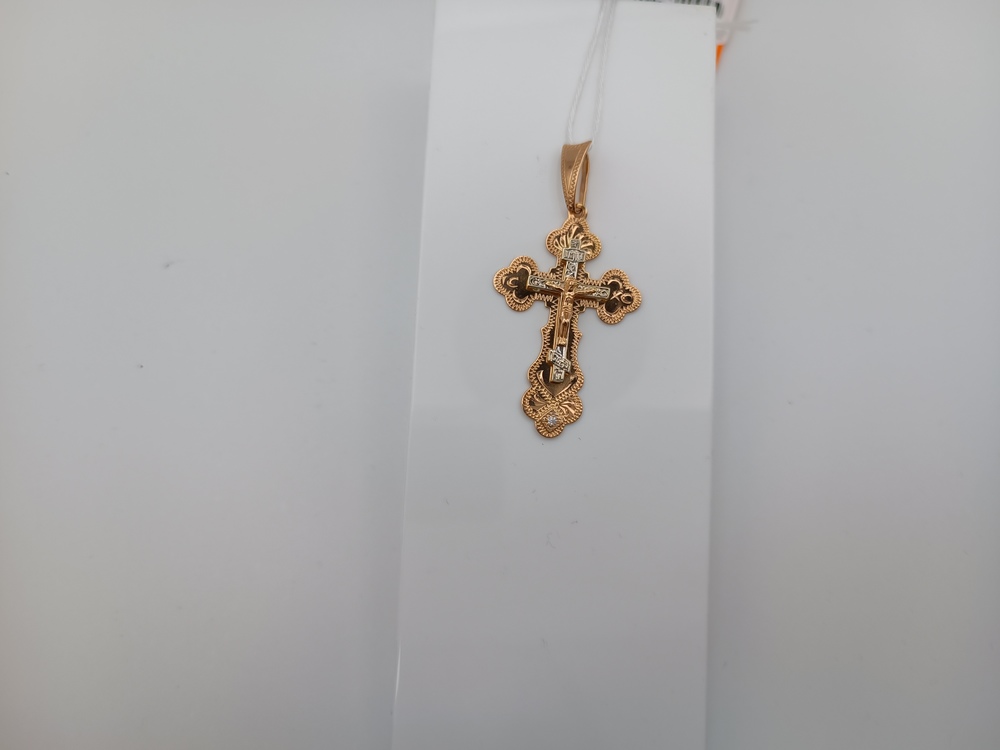 ПОДККИ585 ПОДВЕСКА КРЕСТ С КАМНЕМ (Au 585)