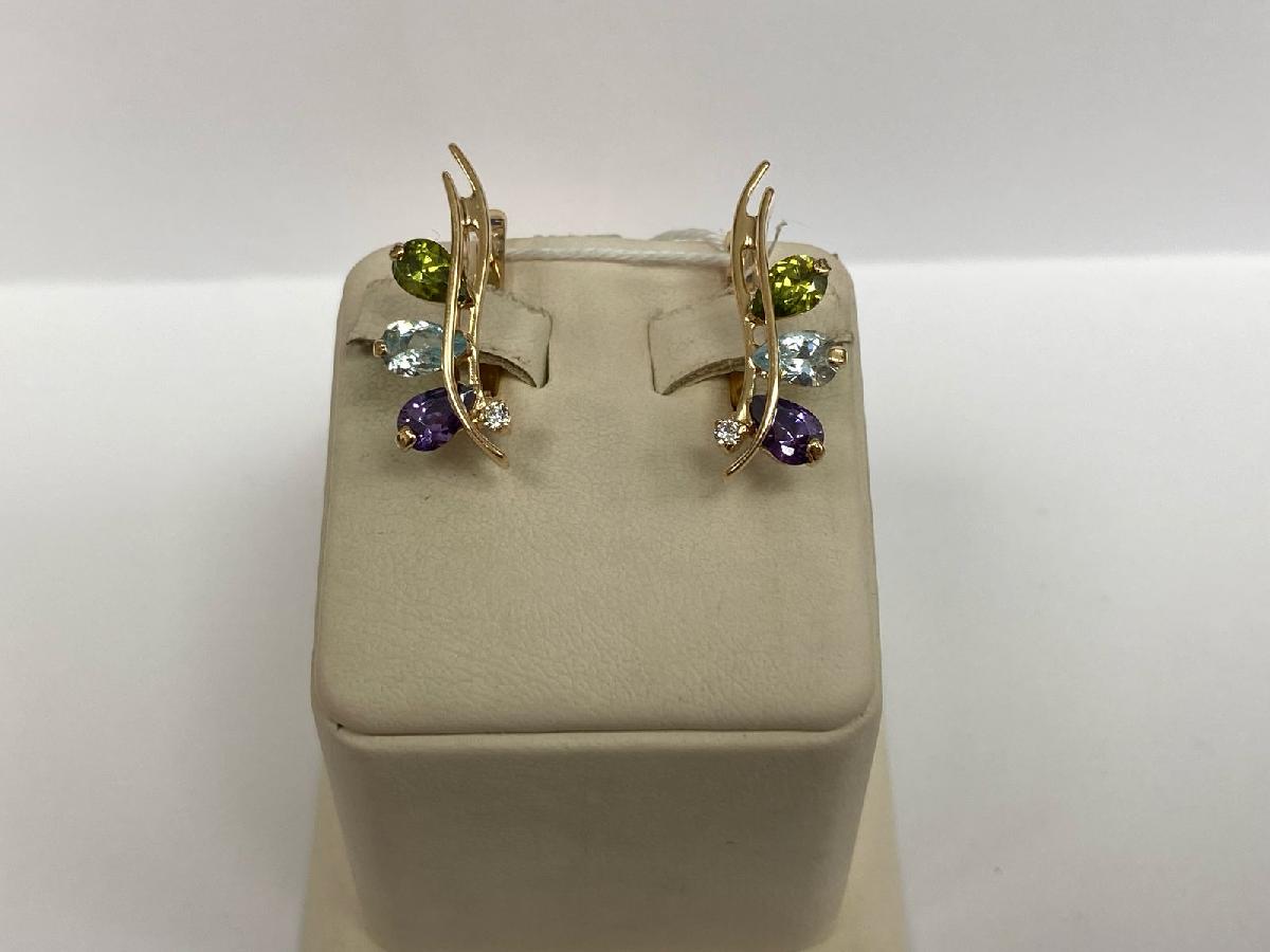 СКМИ585 СЕРЬГИ С КАМНЯМИ (Au 585)