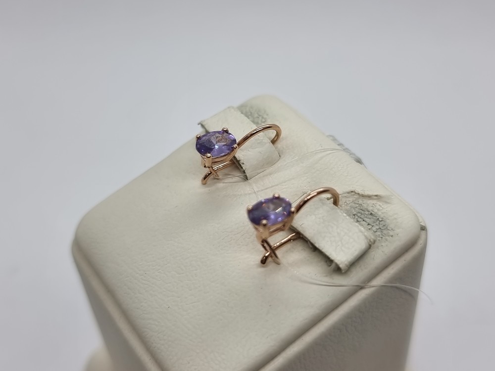 СЕРЬГИ ПЕТЕЛЬКА с камнем (Au 585)