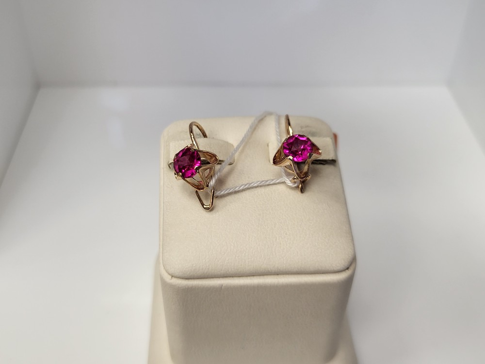 СКМ583 СЕРЬГИ С КАМНЕМ (Au 583)