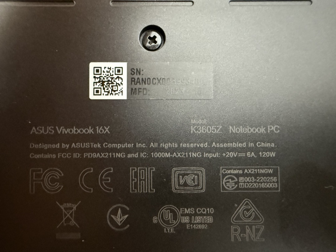 Ноутбук ASUS Vivobook 16X K3605Z; Core I5-12450H, GeForce RTX 2050, 8 Гб, 512 GB, Нет