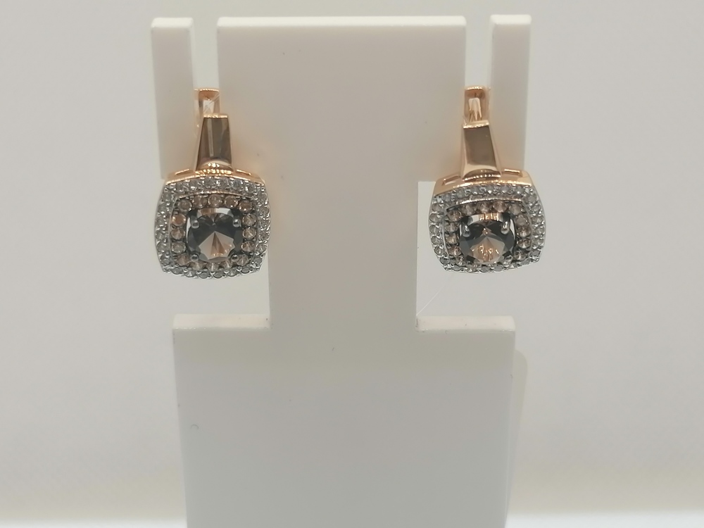 СЕРЬГИ РАУХ-ТОПАЗ с камнями (Au 585)