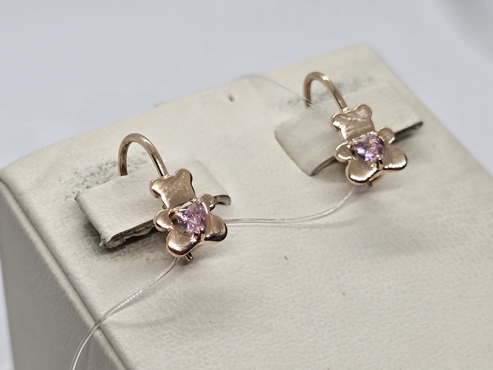 СЕРЬГИ ПЕТЕЛЬКА с камнем (Au 585)