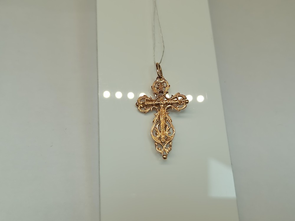 ПОДККИ585 ПОДВЕСКА КРЕСТ С КАМНЕМ (Au 585)
