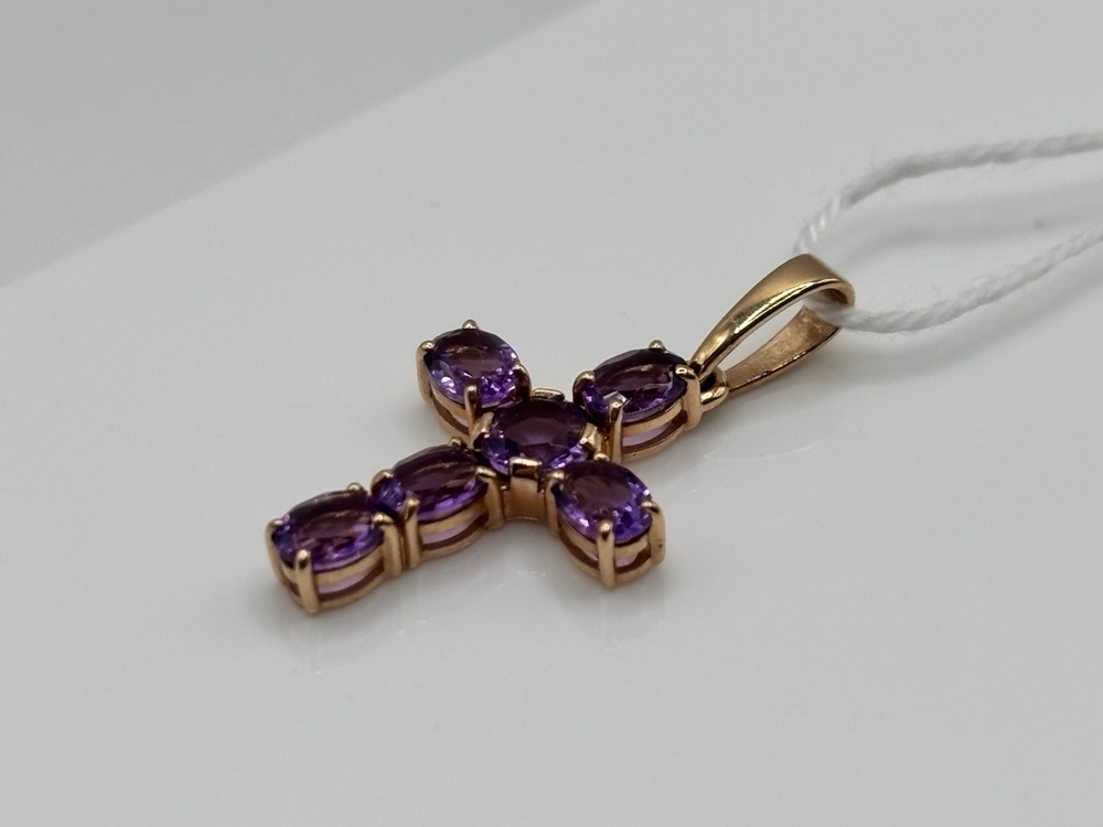 ПОДККИ585 ПОДВЕСКА КРЕСТ С КАМНЯМИ (Au 585)