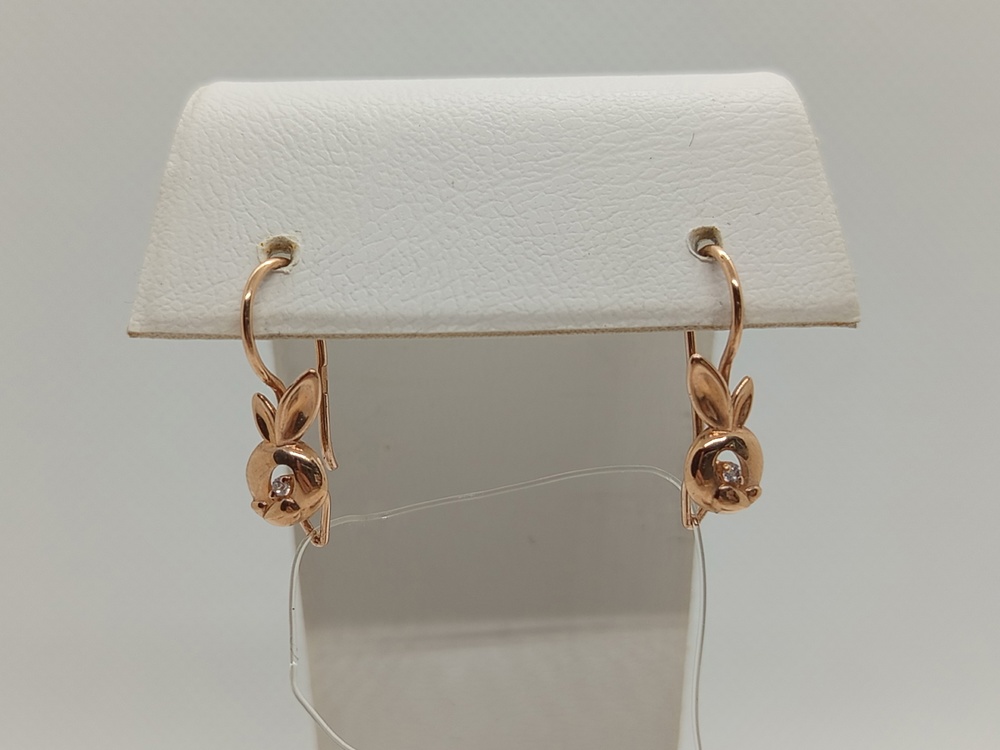 СЕРЬГИ ПЕТЕЛЬКА с камнем (Au 585)