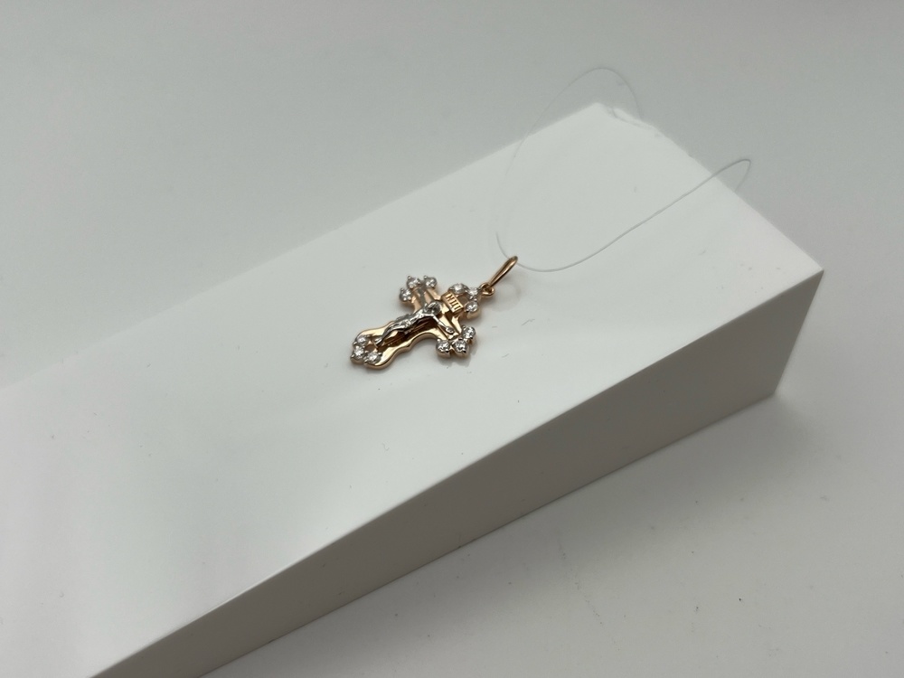 ПОДВЕСКА КРЕСТ с камнями (Au 585)