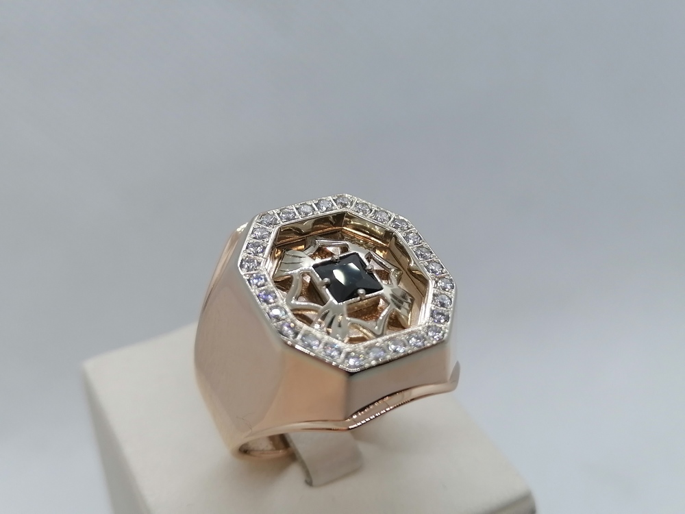 КОЛЬЦО ПЕЧАТКА с камнями (Au 585)