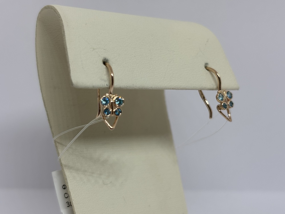 СЕРЬГИ ПЕТЕЛЬКА с камнями (Au 585)