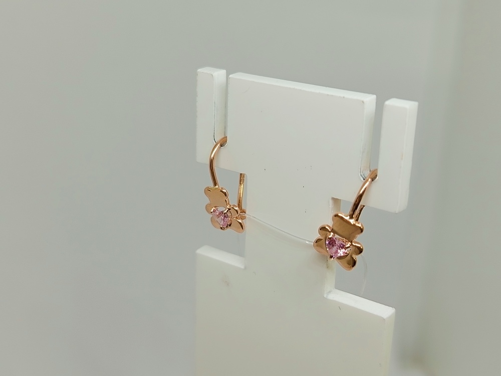 СЕРЬГИ ПЕТЕЛЬКА с камнем (Au 585)