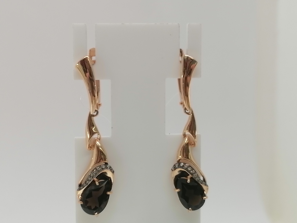 СЕРЬГИ РАУХ-ТОПАЗ с камнями (Au 585)