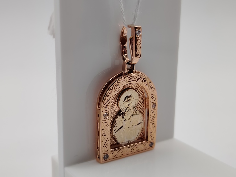 ПОДИКИ585 ПОДВЕСКА ИКОНА С КАМНЯМИ (Au 585)