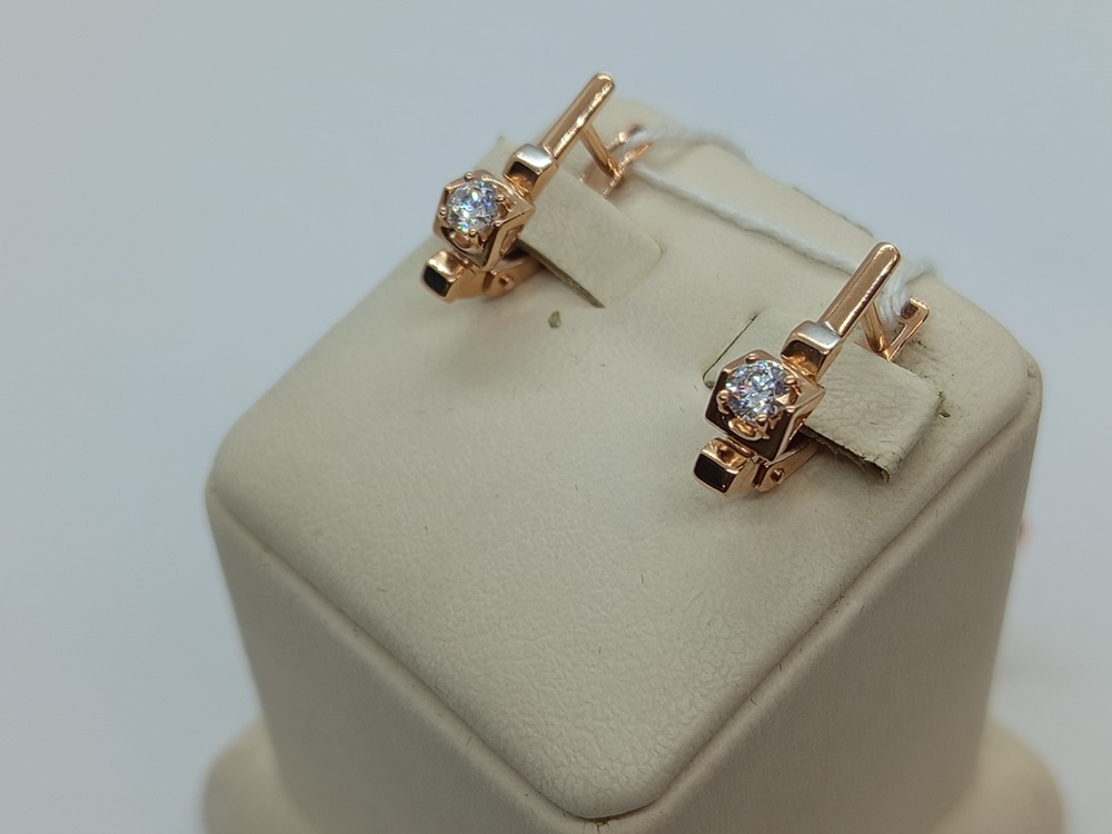 СКМ585 СЕРЬГИ С КАМНЕМ (Au 585)