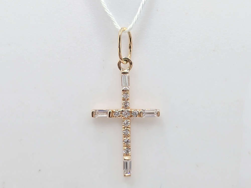 ПОДККИ585 ПОДВЕСКА КРЕСТ С КАМНЯМИ (Au 585)