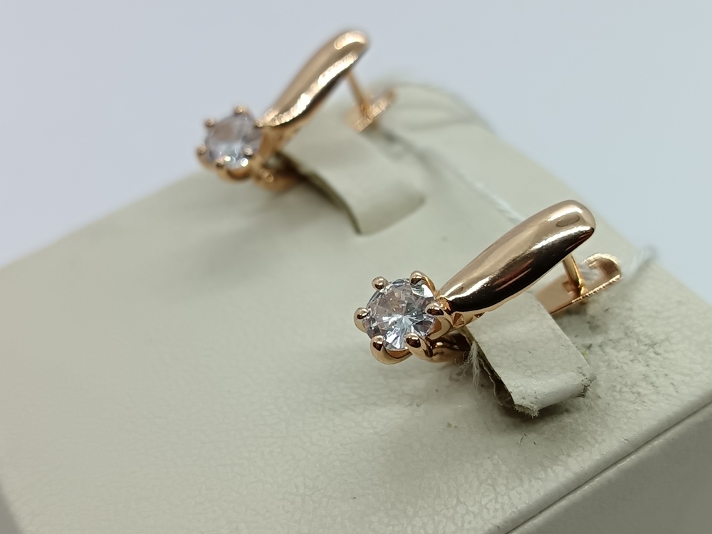 СКМ585 СЕРЬГИ С КАМНЕМ (Au 585)