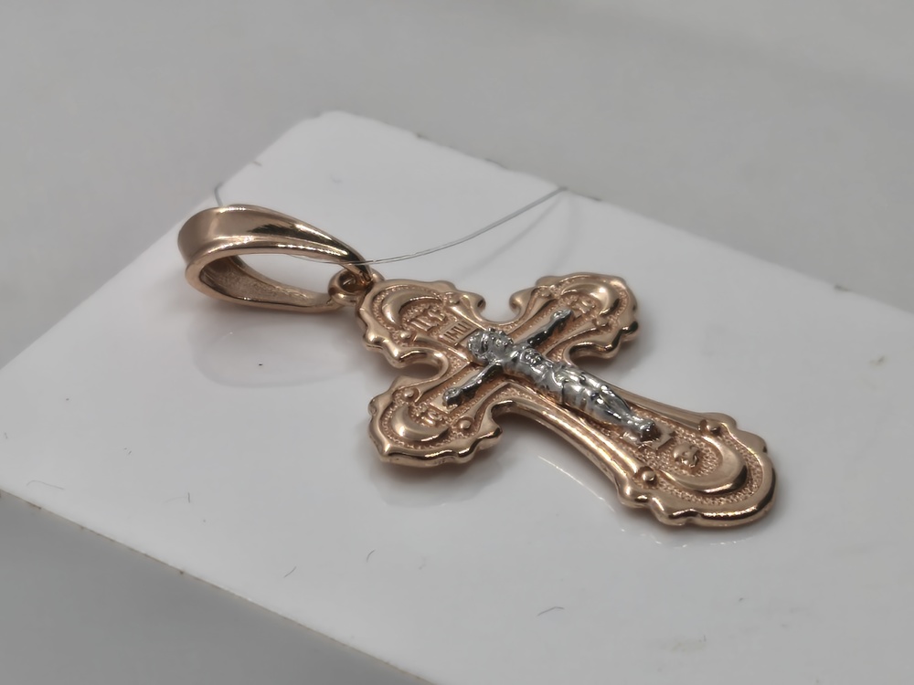 01-408082 ПОДВЕСКА КРЕСТ без камня (Au 585)