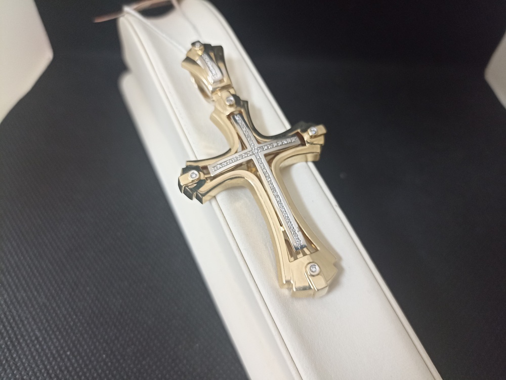 ПОДККИ585 ПОДВЕСКА КРЕСТ С КАМНЯМИ (Au 585)