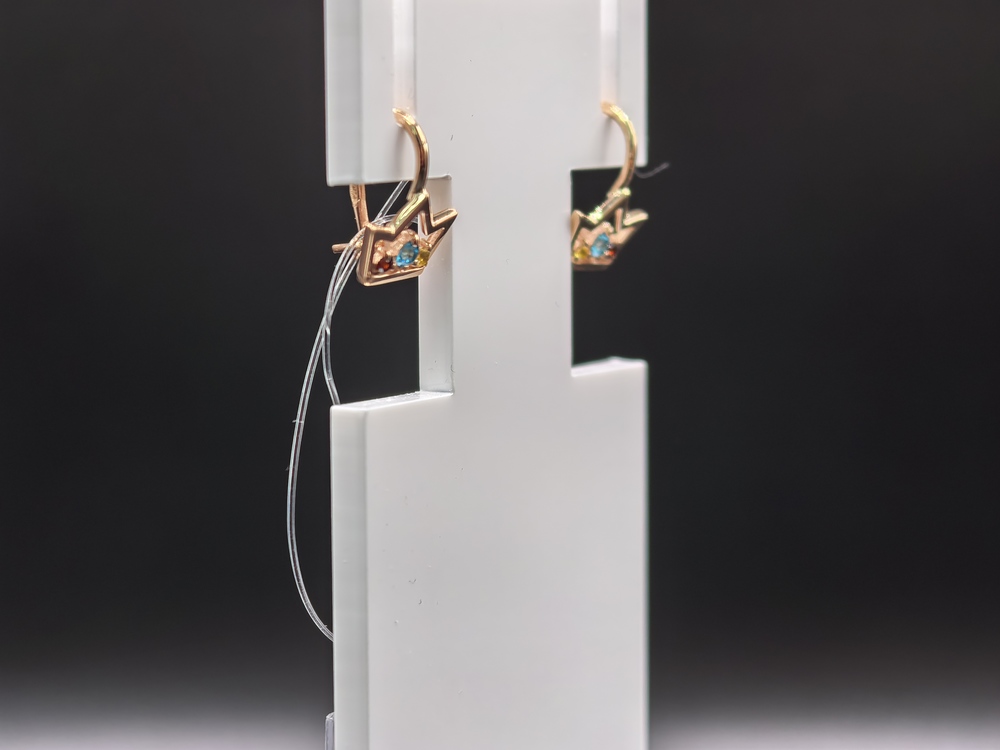 СЕРЬГИ ПЕТЕЛЬКА с камнями (Au 585)