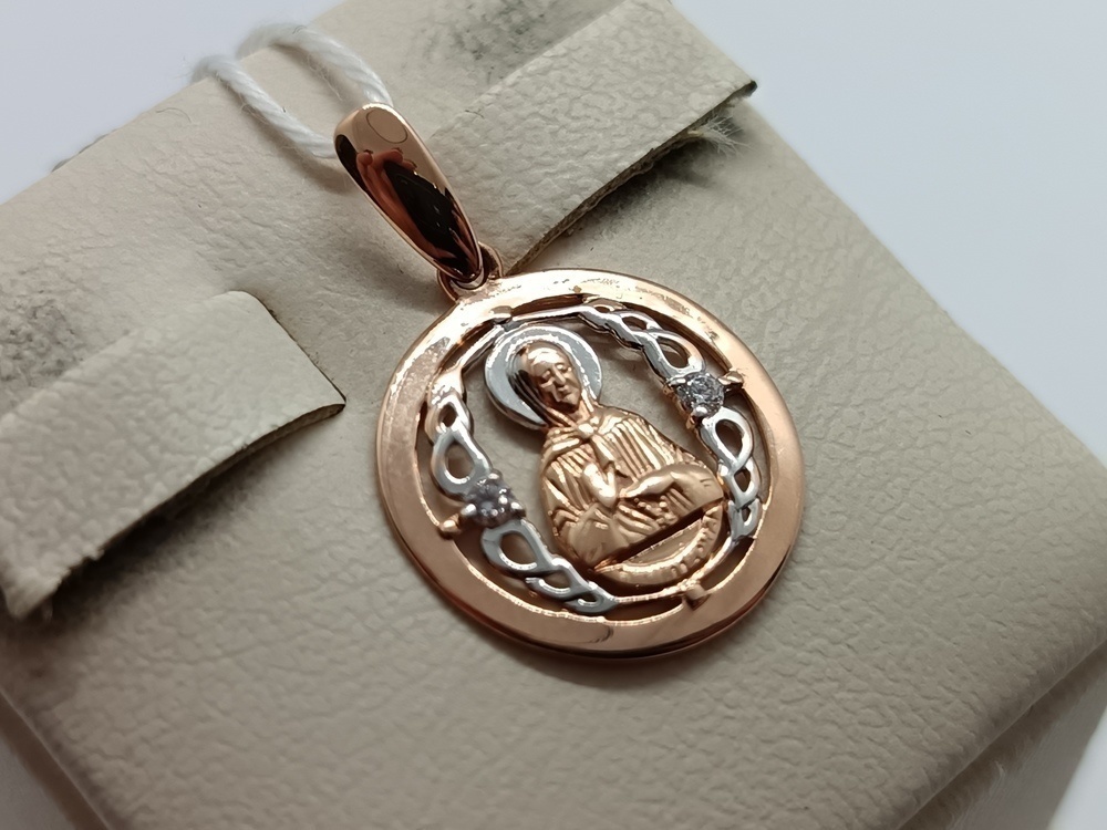 ПОДИКИ585 ПОДВЕСКА ИКОНА С КАМНЯМИ (Au 585)