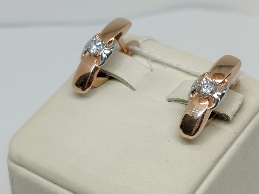 СКМ585 СЕРЬГИ С КАМНЕМ (Au 585)