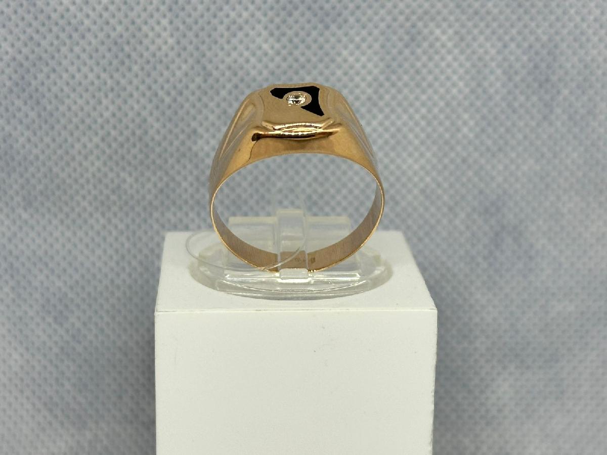 КОЛЬЦО ПЕЧАТКА Эмаль с камнем (Au 585)