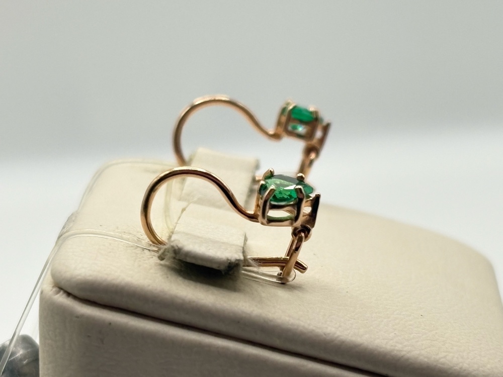 СЕРЬГИ ПЕТЕЛЬКА с камнем (Au 585)