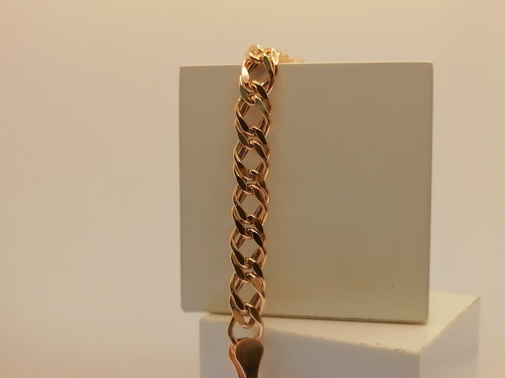 7100154П-22 БРАСЛЕТ ПУСТОТЕЛЫЙ Ромб двойной (Au 585)