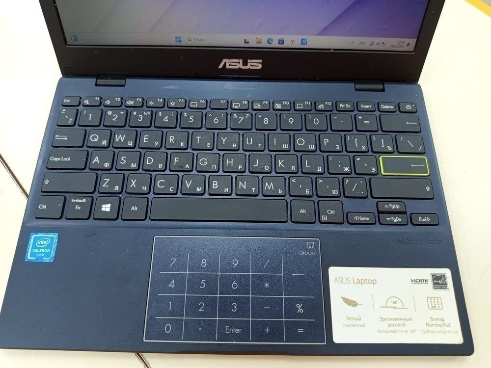Ноутбук ASUS E510; Celeron N4020, Intel UHD Graphics 600, 4 Гб, 128 Гб, Нет