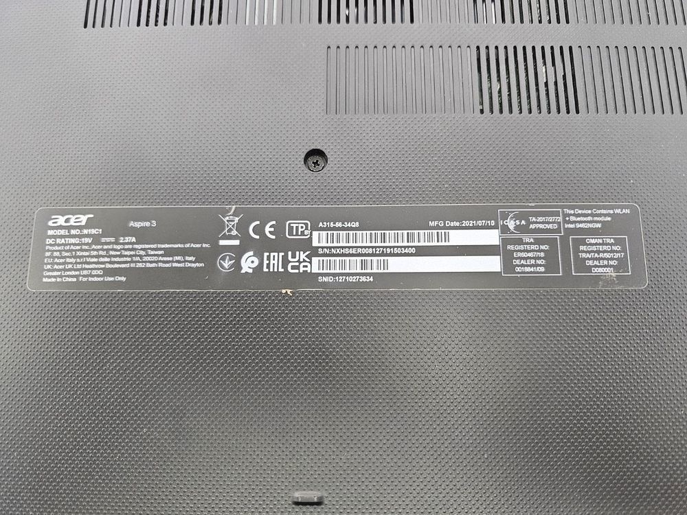 Ноутбук Acer; Core i3-1005G1, Intel UHD Graphics, 8 Гб, 256 Гб, Нет