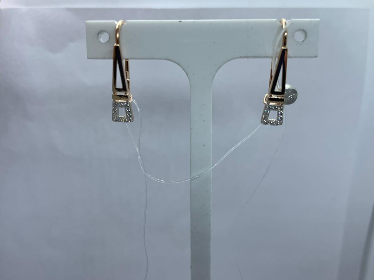 СЕРЬГИ ПЕТЕЛЬКА с камнями (Au 585)