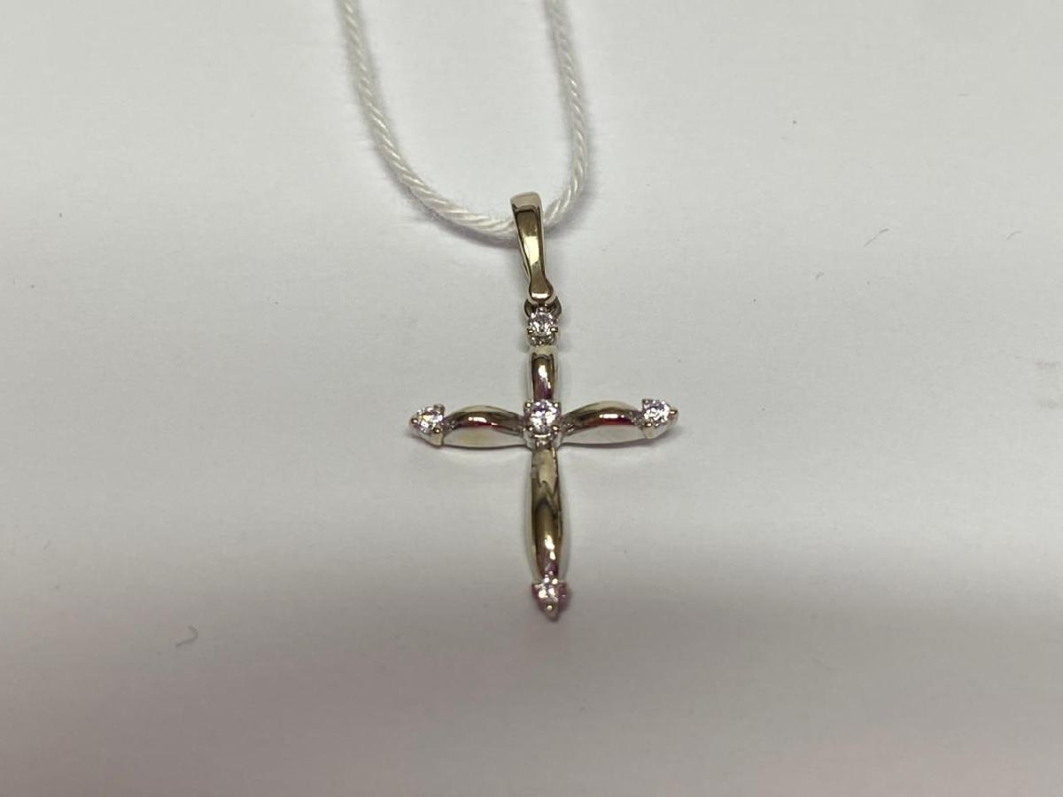 ПОДККИ585 ПОДВЕСКА КРЕСТ С КАМНЯМИ (Au 585)