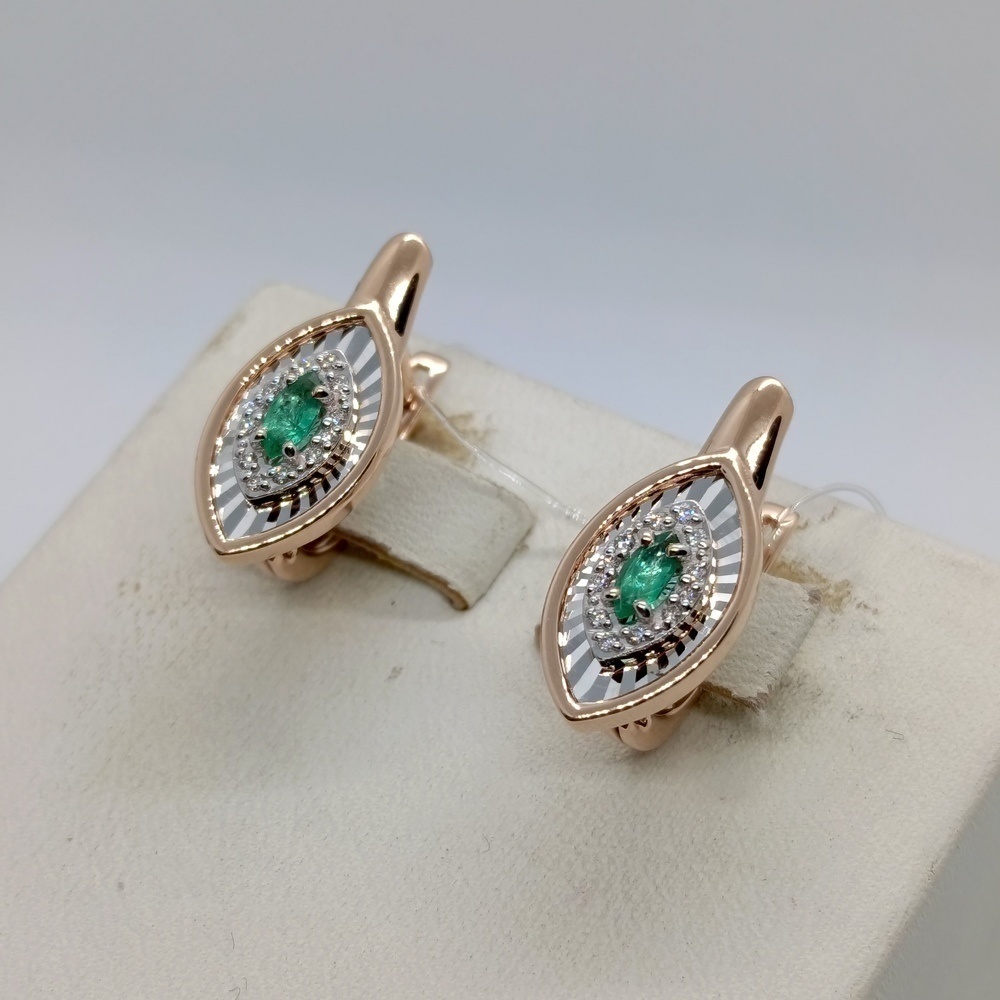 СЕРЬГИ Бриллиант, изумруд (Au 585)