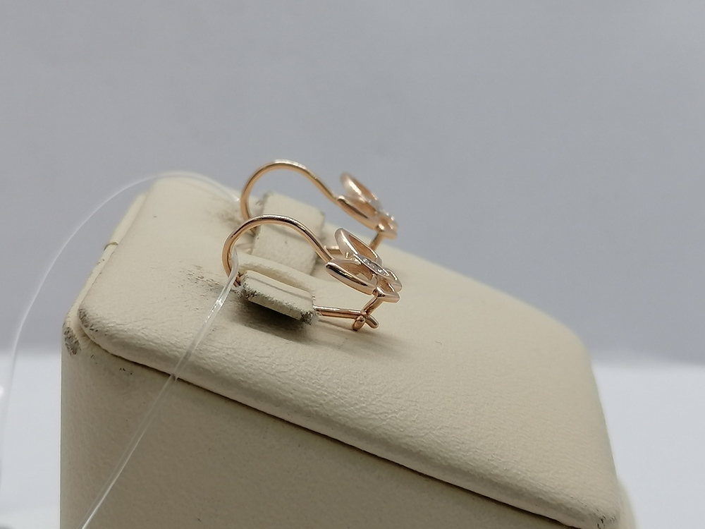 СЕРЬГИ ПЕТЕЛЬКА с камнем (Au 585)