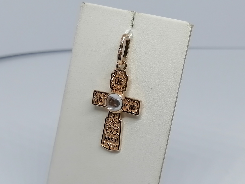 ПОДККИ585 ПОДВЕСКА КРЕСТ С КАМНЕМ (Au 585) ПОДККИ585 ПОДВЕСКА КРЕСТ С КАМНЕМ (Au 585)