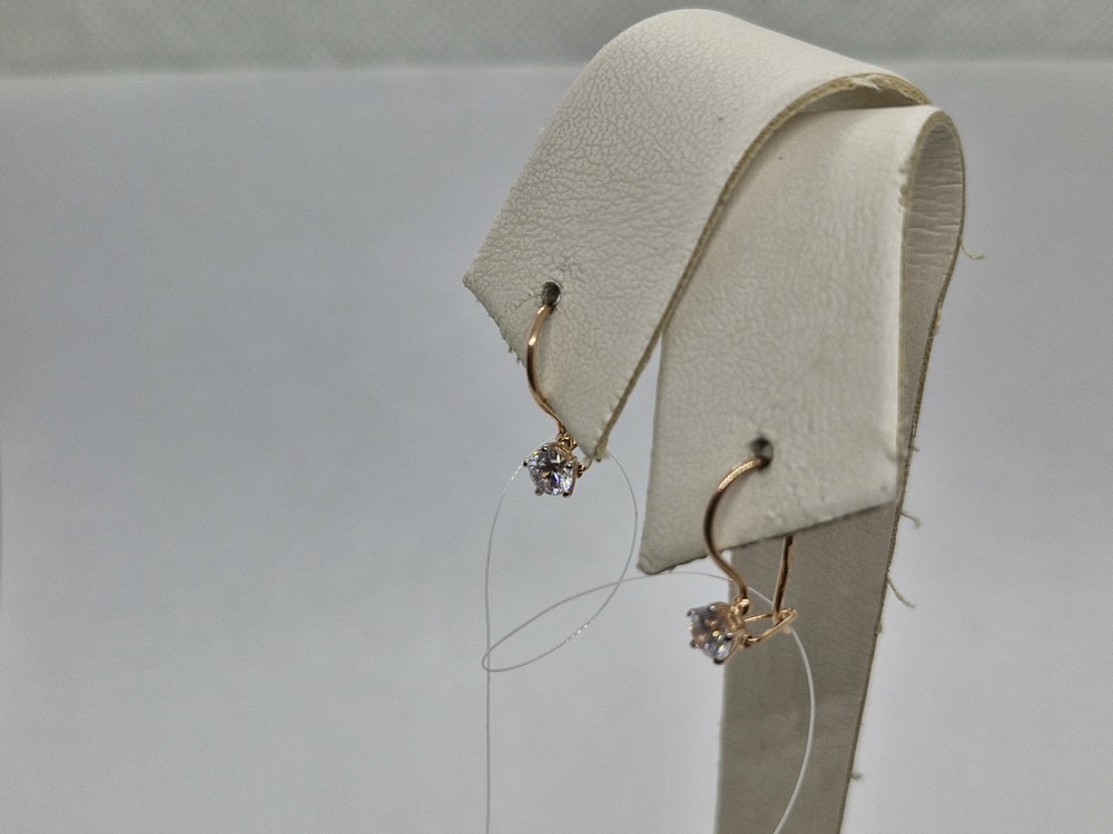 СЕРЬГИ ПЕТЕЛЬКА с камнями (Au 585)