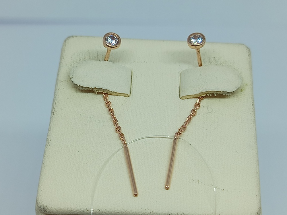 СЕРЬГИ ПРОДЕВКИ с камнем (Au 585) СЕРЬГИ ПРОДЕВКИ с камнем (Au 585)