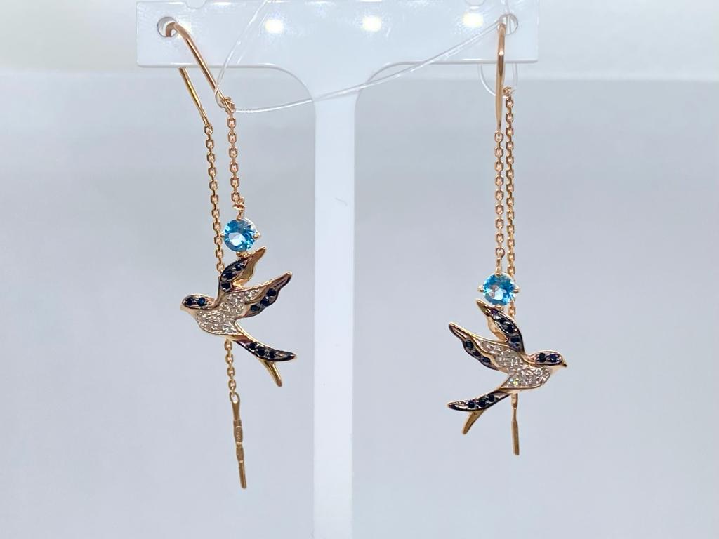 725424 СЕРЬГИ ПРОДЕВКИ с камнями (Au 585)