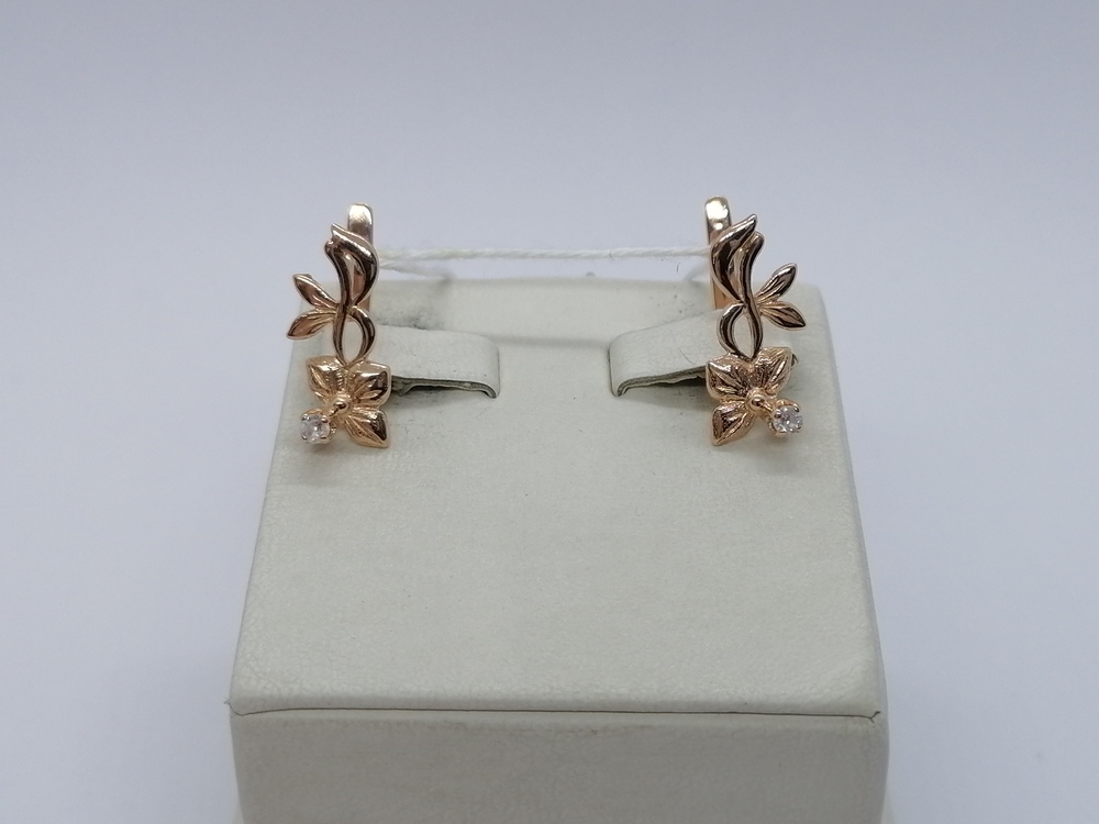 СКМ585 СЕРЬГИ С КАМНЕМ (Au 585)