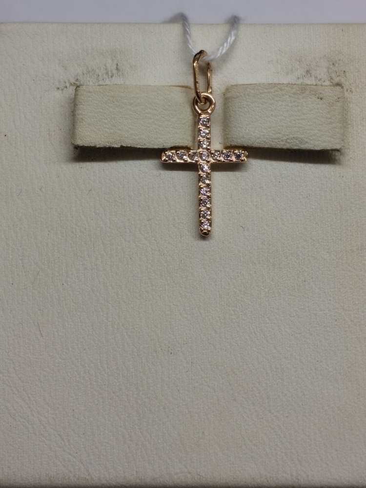 ПОДККИ585 ПОДВЕСКА КРЕСТ С КАМНЯМИ (Au 585)