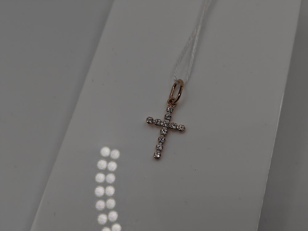 ПОДККИ585 ПОДВЕСКА КРЕСТ С КАМНЯМИ (Au 585)