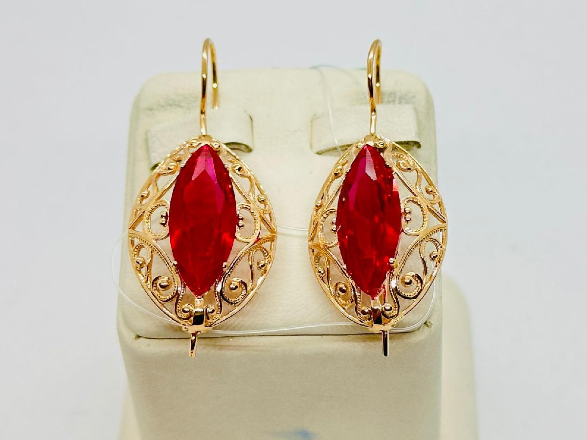 СЕРЬГИ С КАМНЕМ (Au 585)