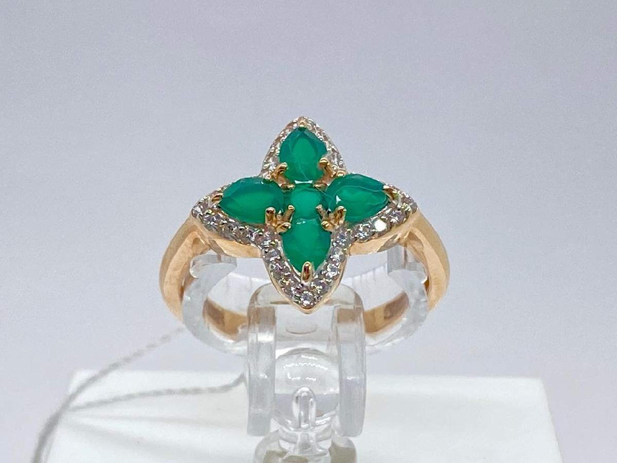 КОЛЬЦО АГАТ с камнями (Au 585)