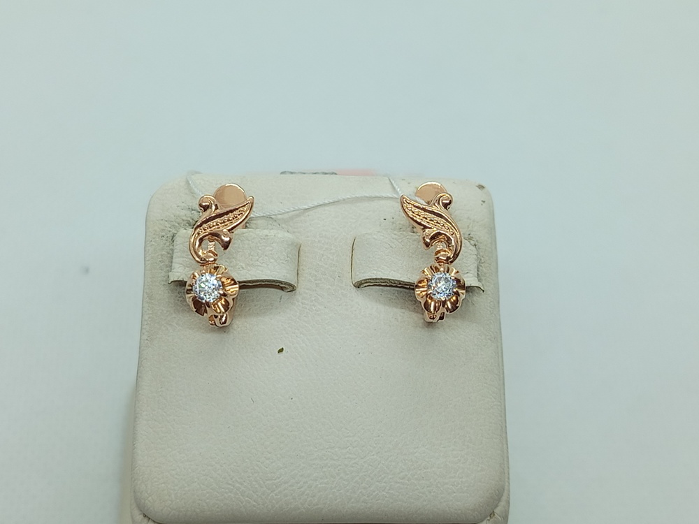 СКМ585 СЕРЬГИ С КАМНЕМ (Au 585)