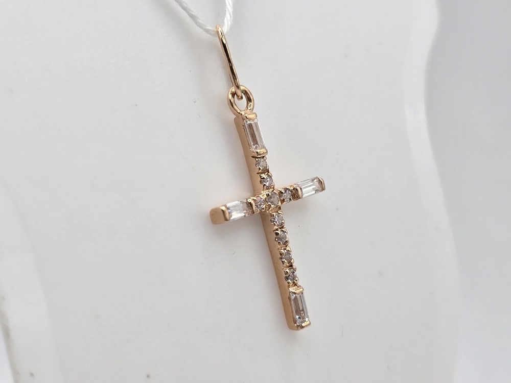 ПОДККИ585 ПОДВЕСКА КРЕСТ С КАМНЯМИ (Au 585)