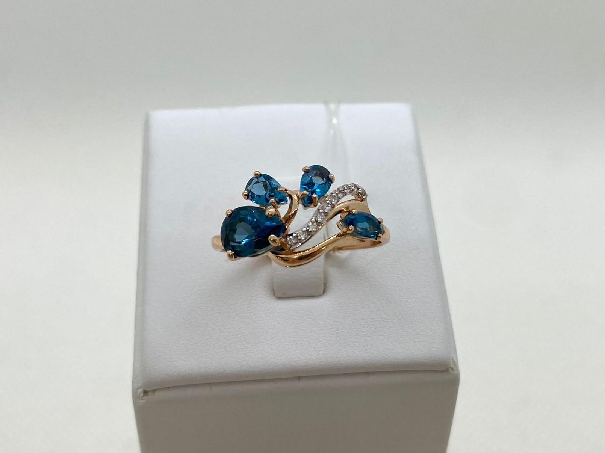 004471-1332 КОЛЬЦО ЛОНДОН-ТОПАЗ с камнями (Au 585)